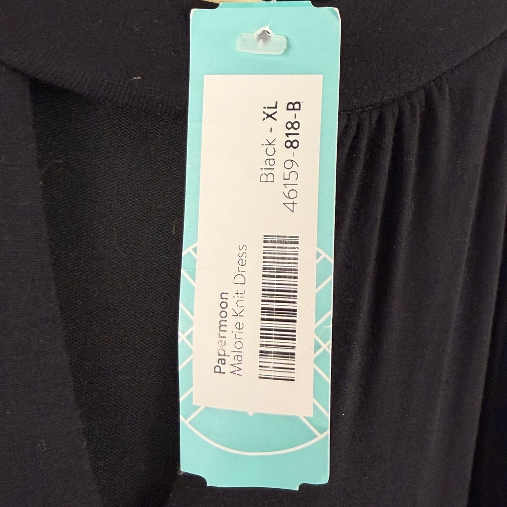 Papermoon Malorie Knit Dress XL Black Halter Keyhole Smocked Waist NEW - Picture 4 of 13